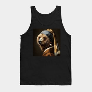 Wildlife Conservation - Pearl Earring Grizzy Bear Meme Tank Top